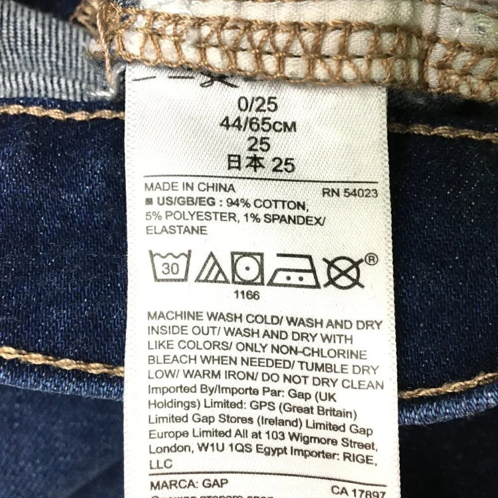 Gap Jeans Women's True Skinny High Rise Dark Wash Distressed size 0 length 27